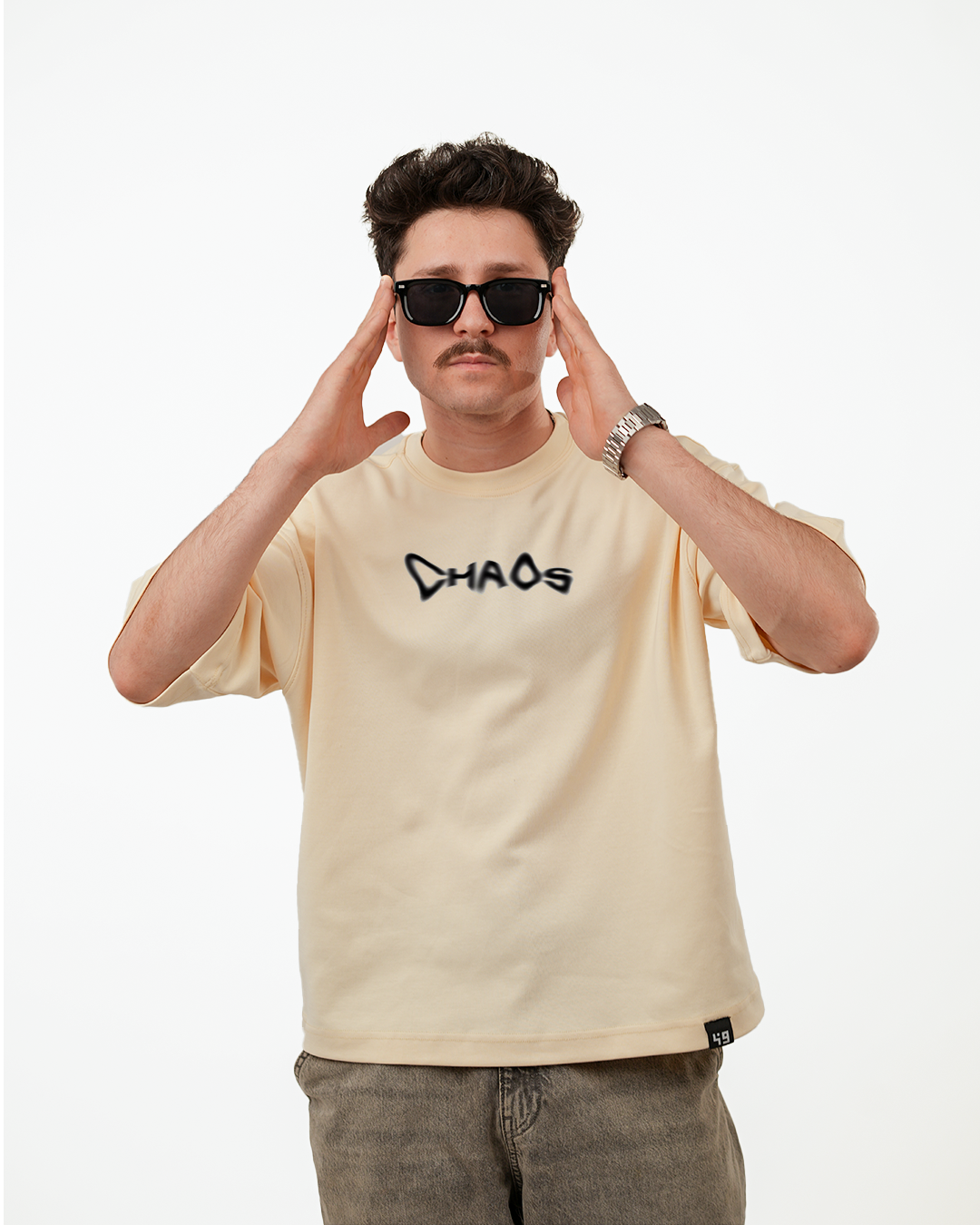 WABAR Printed Boxy T-Shirt – Stallion Motion (Sandstone Cream)