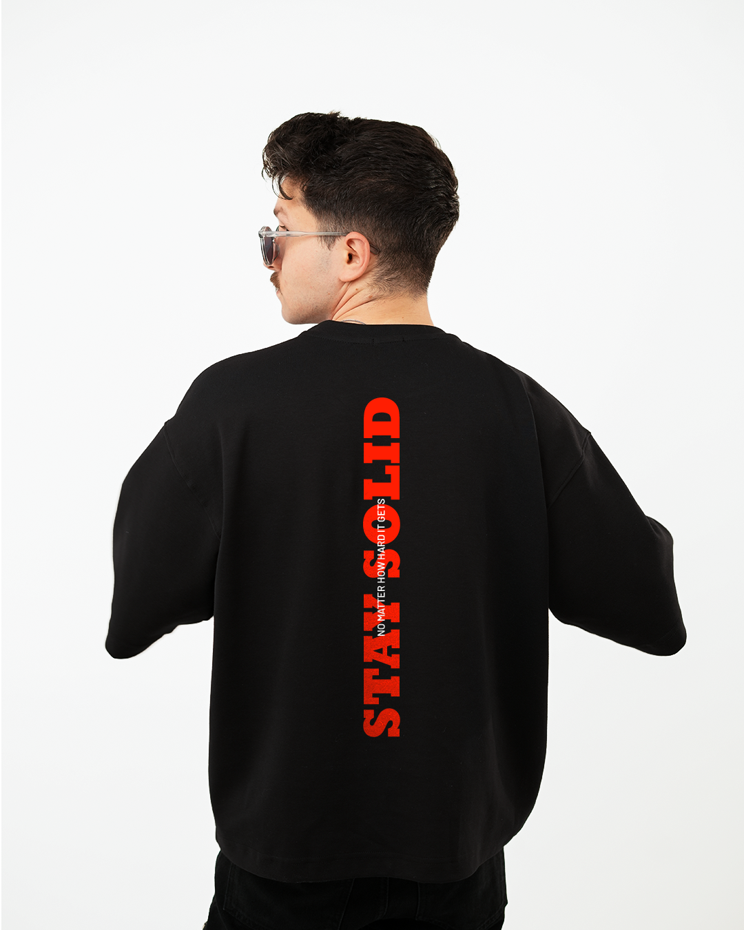 WABAR Printed Boxy T-Shirt – Stay Solid (Deep Noir)