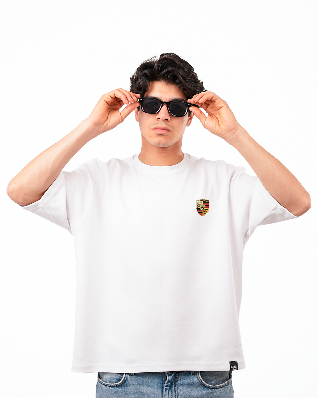 WABAR Printed Boxy T-Shirt – Porsche Statement (Royal Ivory)