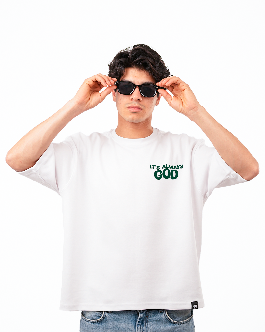 WABAR Printed Boxy T-Shirt – Always God (Royal Ivory)