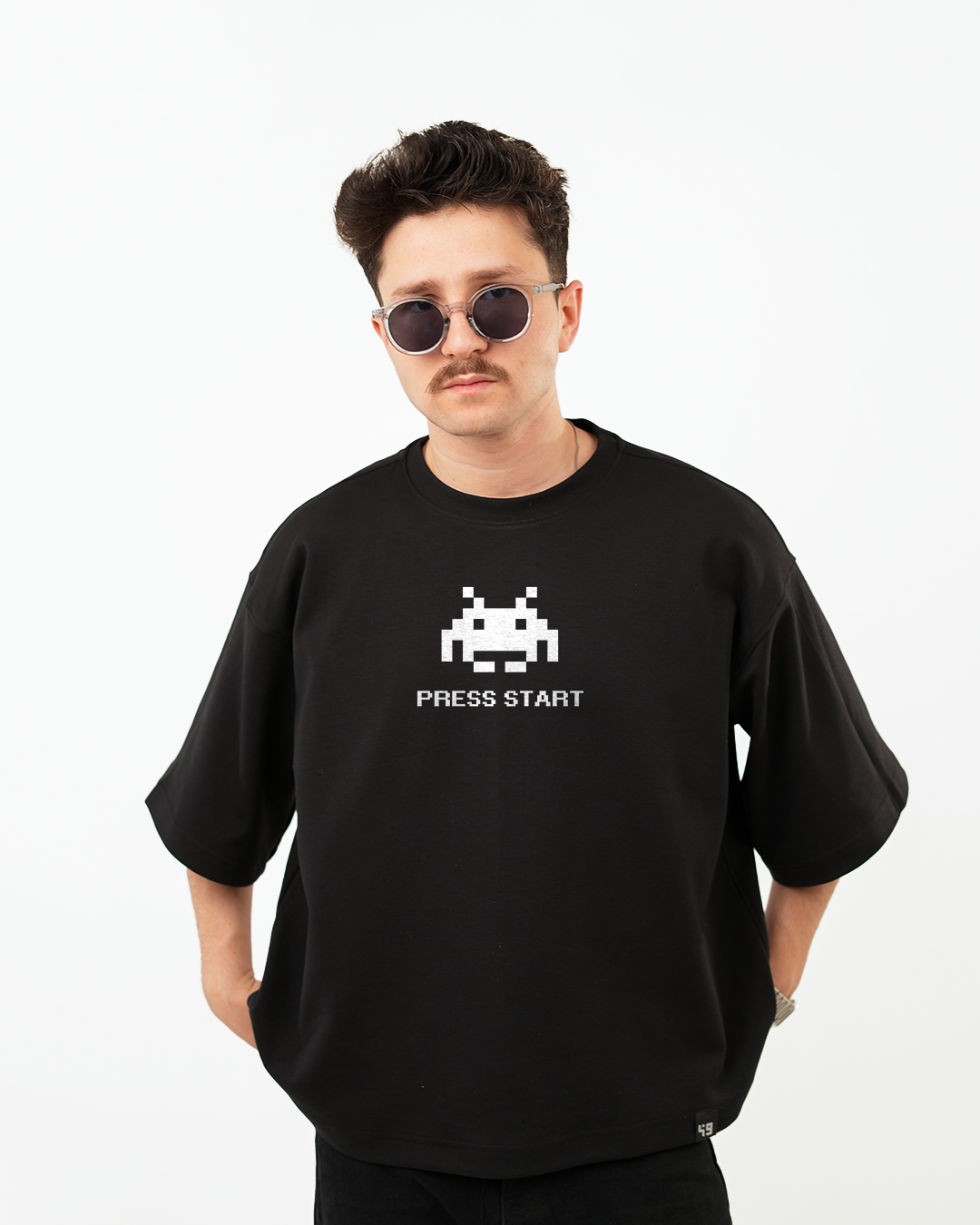 WABAR Printed Boxy T-Shirt – Press Start (Deep Noir)