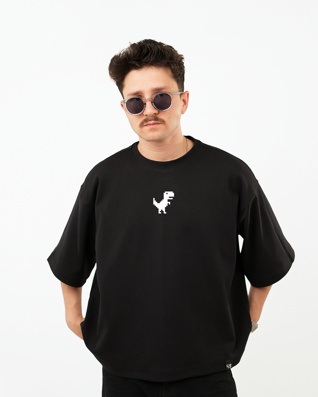 WABAR Printed Boxy T-Shirt – Offline Mode (Deep Noir)