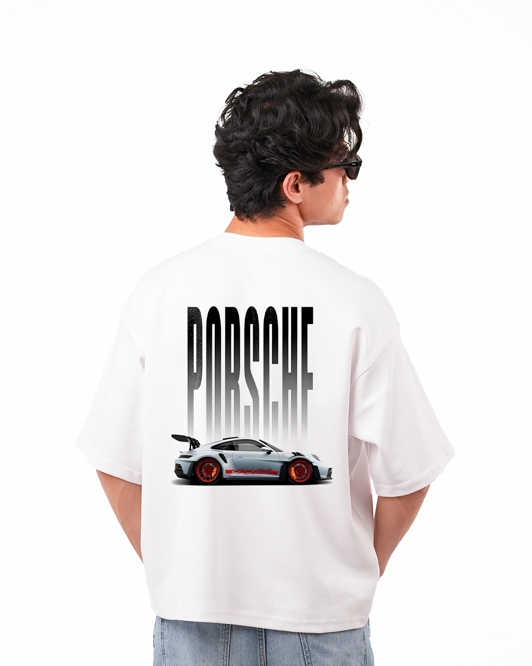 WABAR Printed Boxy T-Shirt – Porsche Statement (Royal Ivory)
