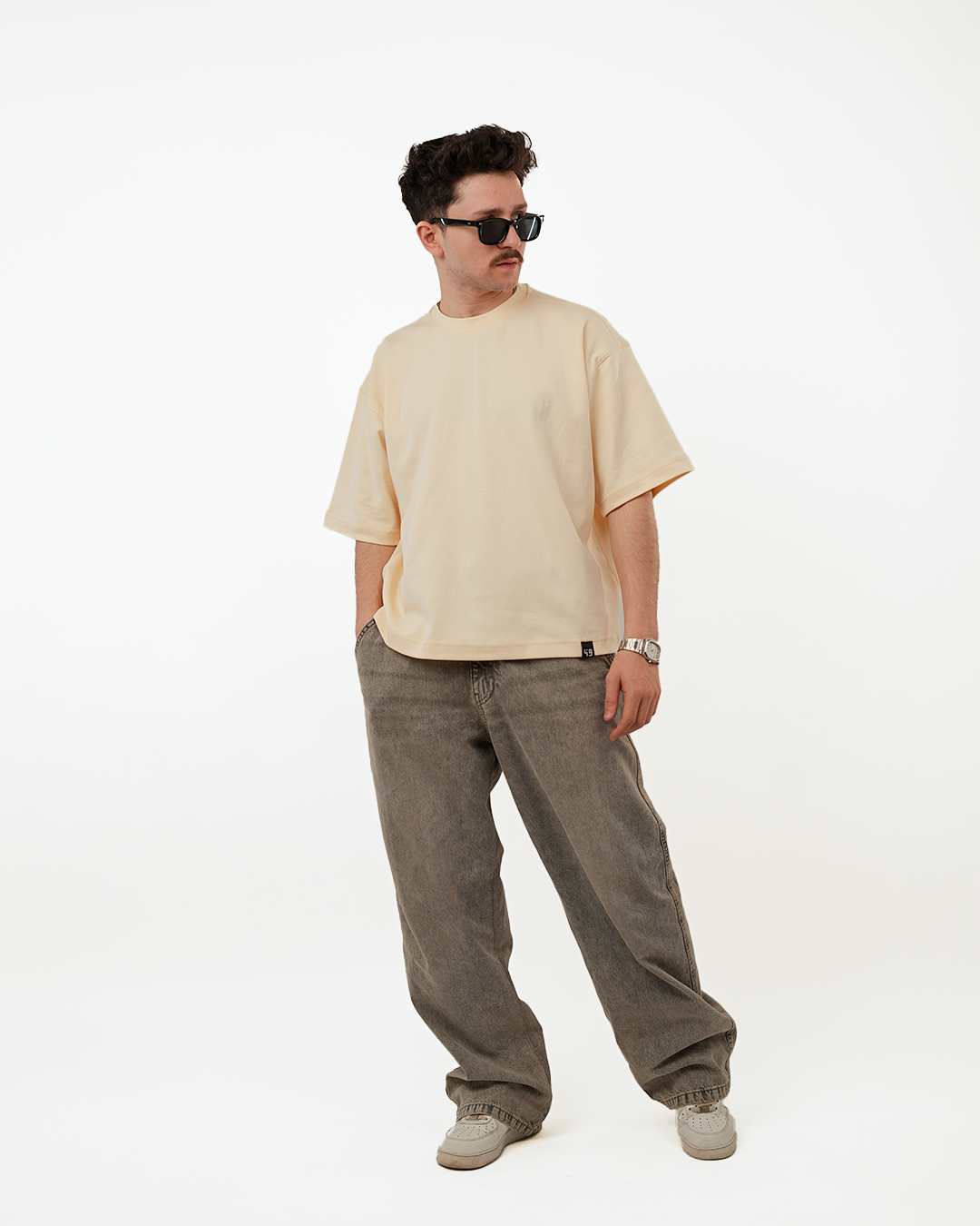 Wabar Boxy Fit T-Shirt – Sandstone Cream
